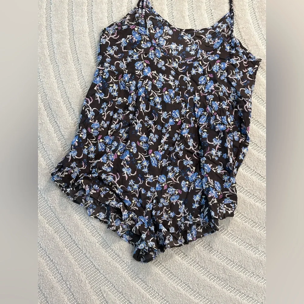 Free People Pretty Baby Floral Ruffle Hem Romper Boho - L